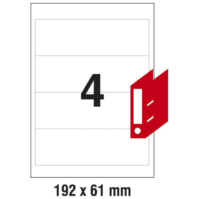 ETIKETE ILK ZA REGISTRATORJE 192X61MM PK100L ZWECKFORM L4761-100 BELE