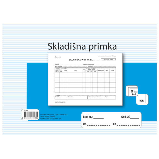 OBRAZAC A-16/NCR SKLADIŠNA PRIMKA A5 1 PLUS 3 FOKUS