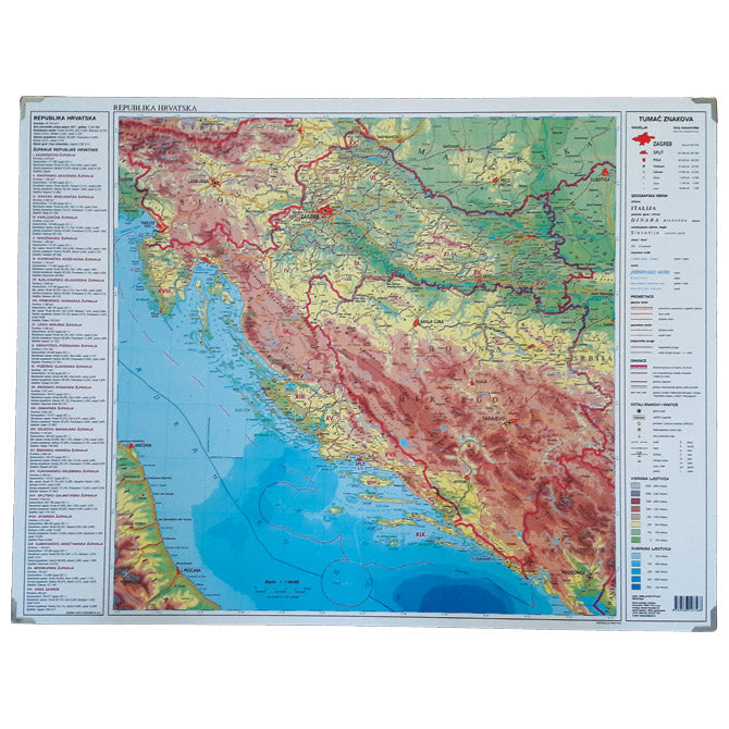 Namizni zemljevid Hrvaške obojestranski 64x49cm plastificiran Trsat