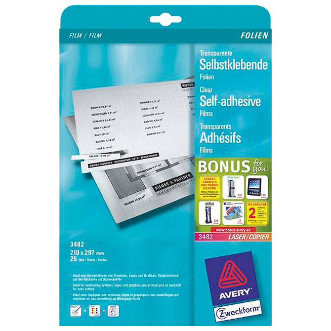 FOLIJA LK A4 SAMOLJEPLJIVA 140MY PK25 ZWECKFORM 3482 PROZIRNA