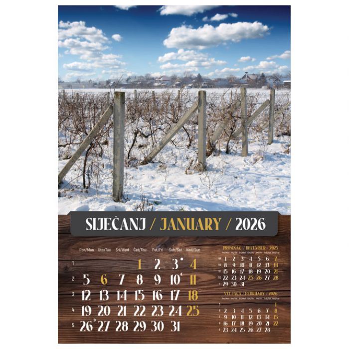 KALENDAR "VINO 2026" 13 LISTOVA, SPIRALA