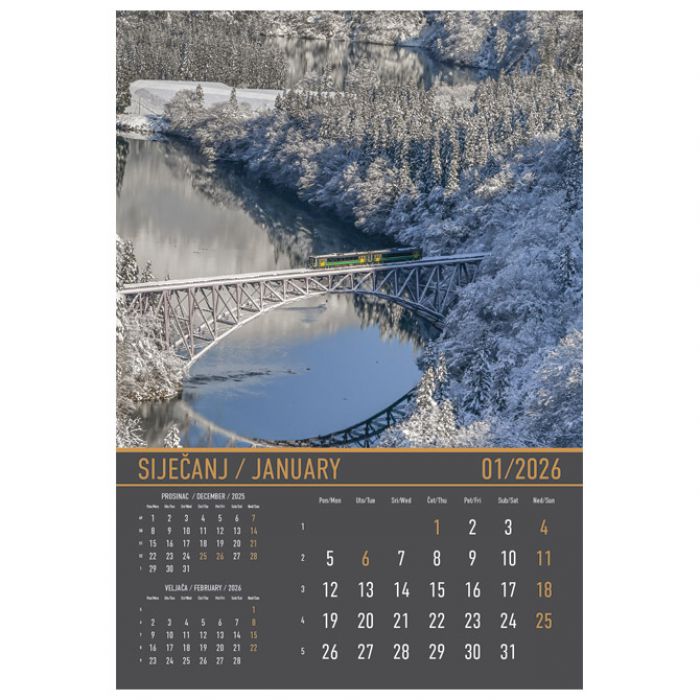 KALENDAR "ZRCALA U PRIRODI 2026" 13 LISTOVA, SPIRALA