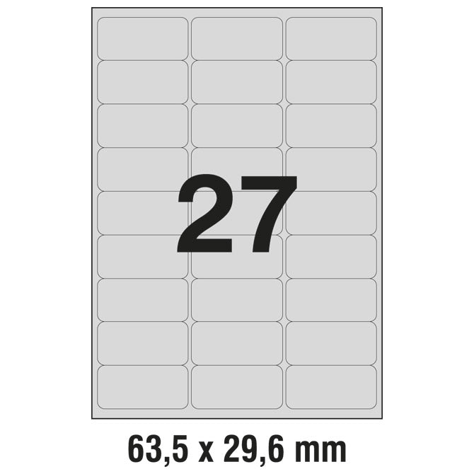 ETIKETE LASER 63,5X29,6MM POLIESTER PK20L ZWECKFORM L6011-20 SREBRNE