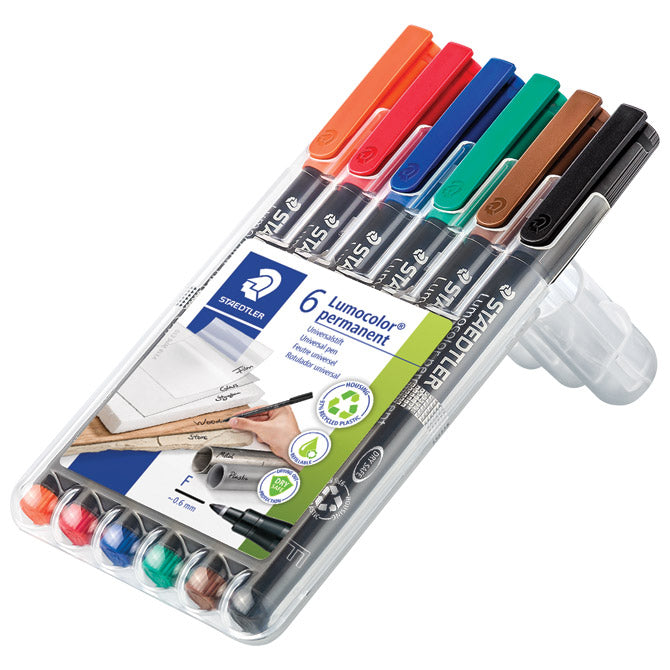 MARKER PERMANENTNI 0,6MM PK6 RECIKLIRANI LUMOCOLOR STAEDTLER 318 WP6