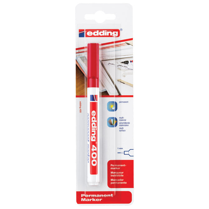 Marker permanentni 1mm okrugli vrh edding 400/1 crveni blister