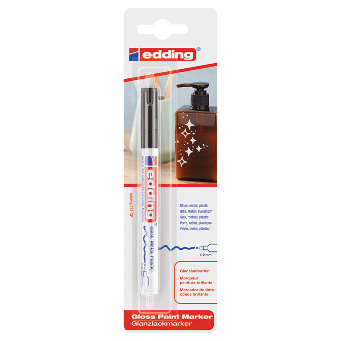 Marker permanentni sjajni lakirajući 1-2mm edding 751/1 crni blister