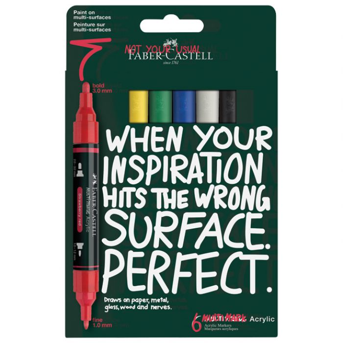 MARKER AKRILNI OBOSTRANI MULTIMARKER FABER CASTELL 186003/6BOJA BLISTER