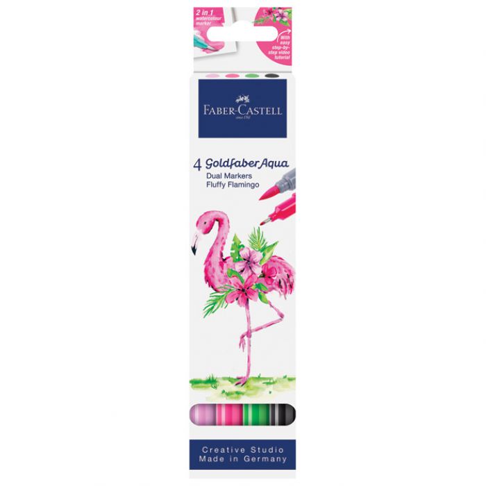 MARKER OBOSTRANI AKVAREL  4 BOJE FLAMINGO GOLDFABER FABER CASTELL 164507 SORTIRANO BLISTER