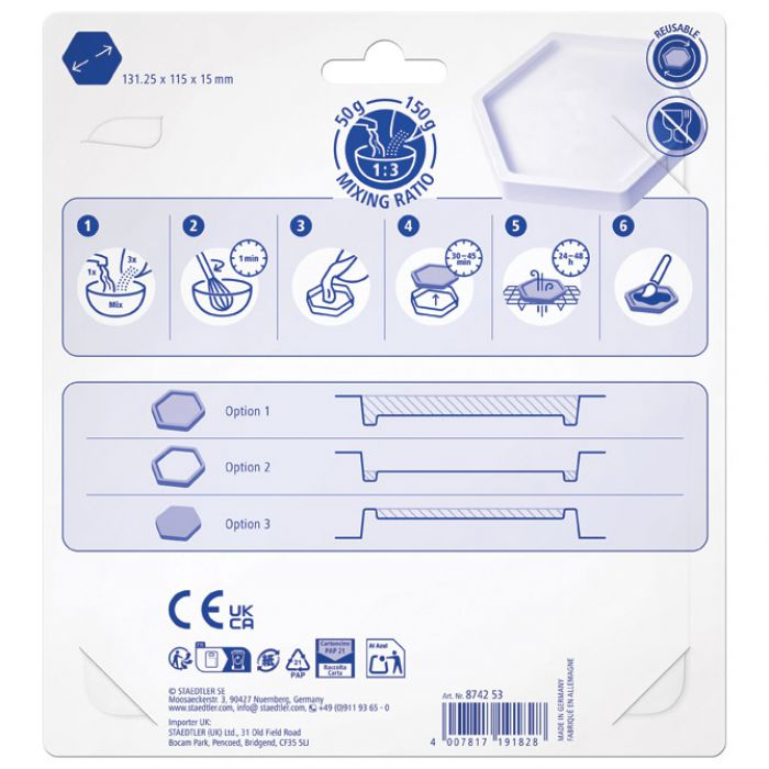 KALUP ZA MODELIRANJE ŠESTEROKUT FIMO CASTING POWDER STAEDTLER 8742 53 BLISTER