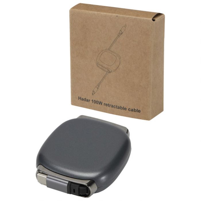 KABEL ZA PUNJENJE UVLAČNI C-PLUG SA 2 KONEKTORA HADAR 12449682 TAMNOSIVA