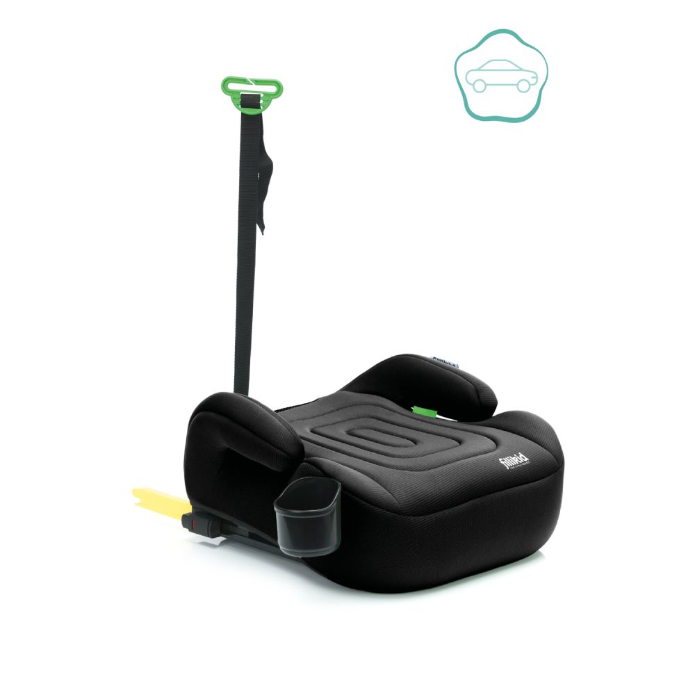 Fillikid Booster/sjedalo za auto Flip deluxe (125-150 cm) s podesivim Isofix priključkom i držačem za čašu, crna