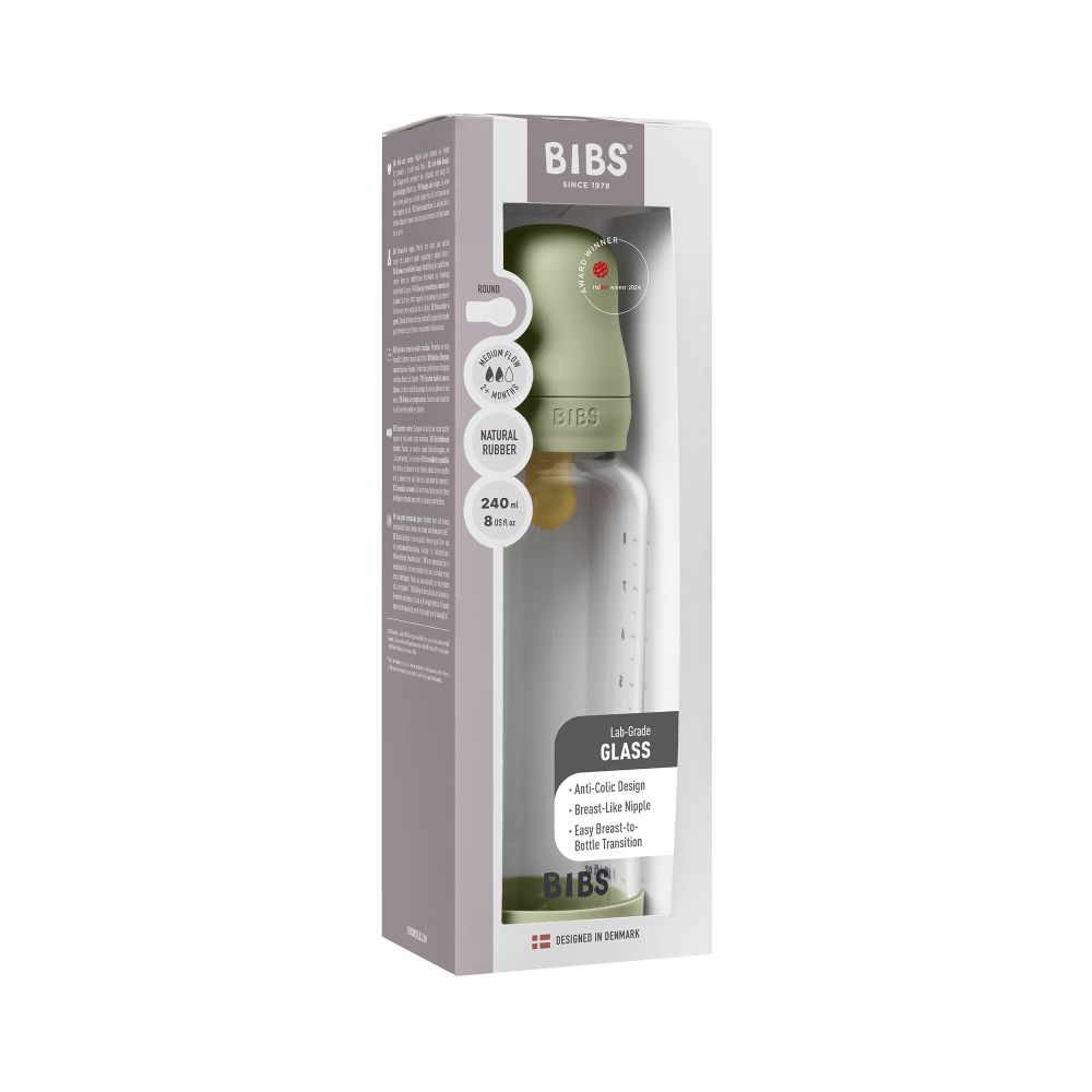BIBS set (staklena bočica 240 ml i sisač M), Sage