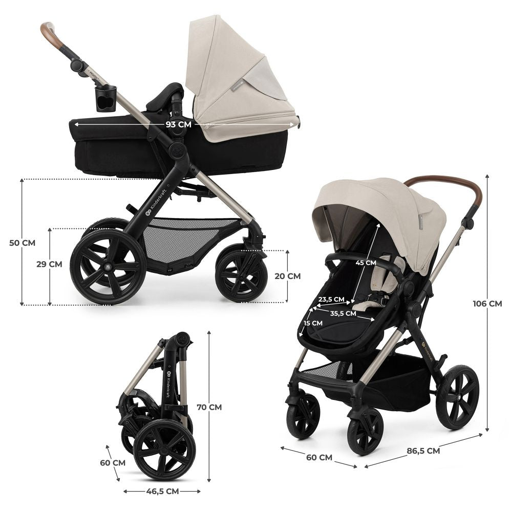 Kinderkraft Kolica Moov 2 4u1 MINK PRO, Moonlight Grey