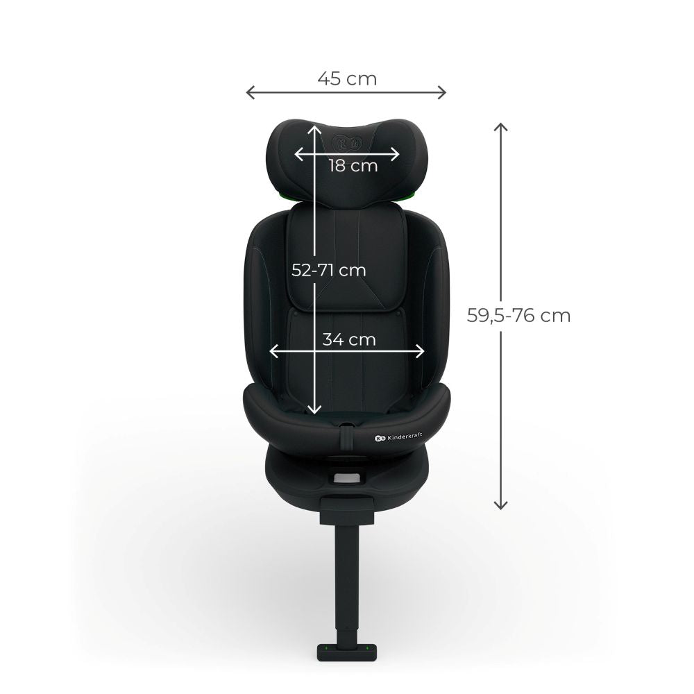 Kinderkraft I-360 2 PLUS i-Size autosjedalica 0-36 kg (40-150 cm), crna