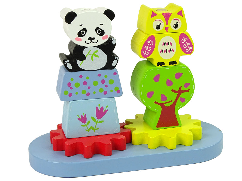 Drvena igračka za razvrstavanje - sova i panda