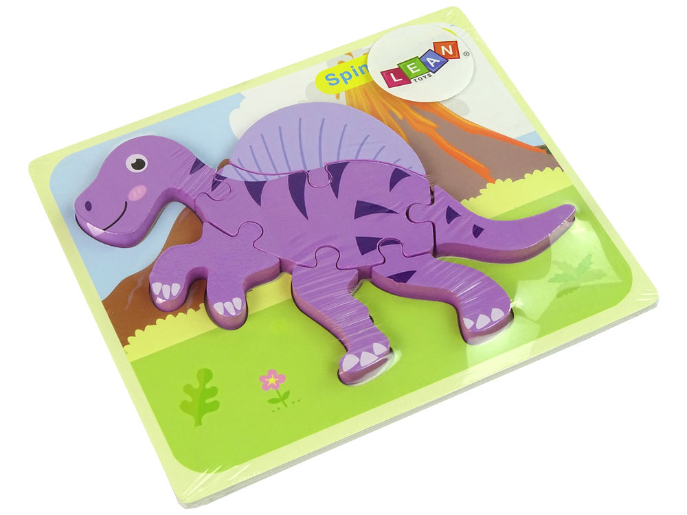 Wooden Puzzle Dinosaur Corythosaurus Pink Spinosaurus Purple