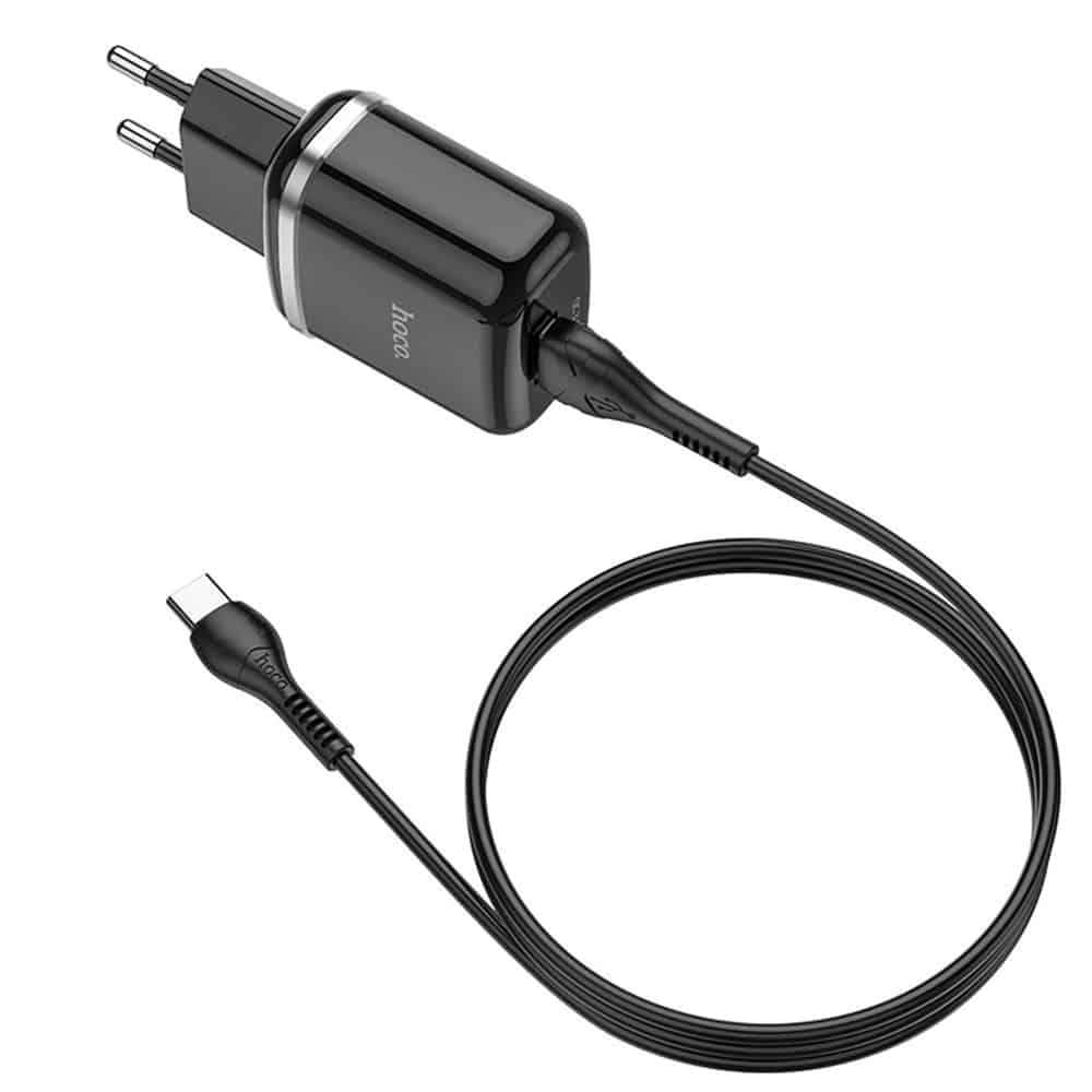 Hoco - Zidni punjač Special (N3) - USB-A 18W 3A s kabelom USB-A na USB Type-C 1m - crni