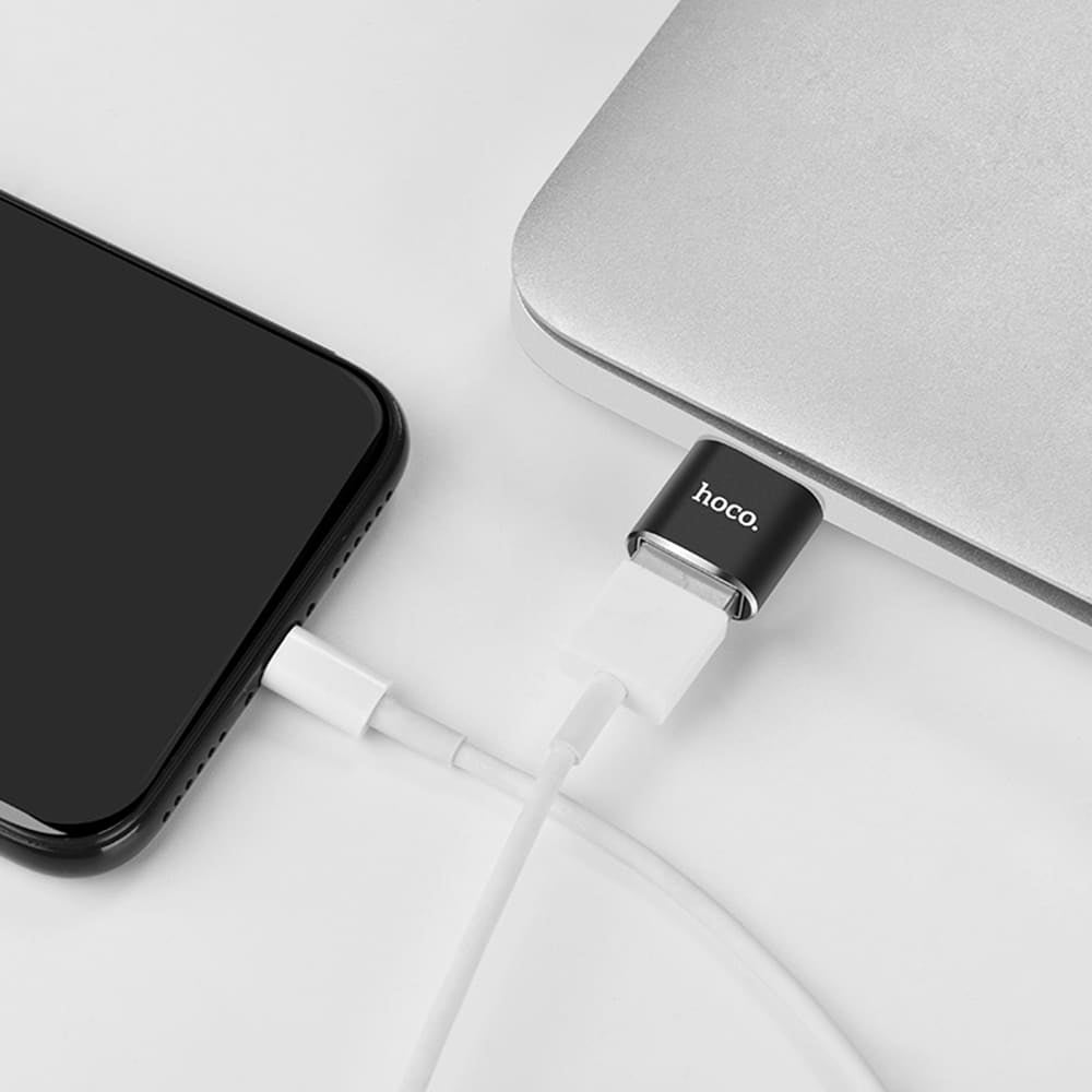 HOCO - OTG adapter (UA5) - USB-A na USB Type-C Plug & Play 480 Mbps -crni