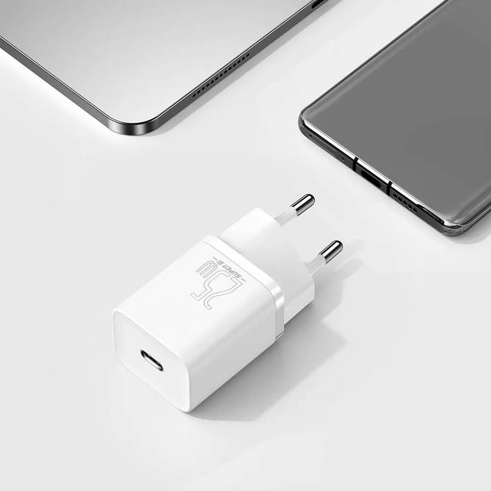 BASEUS zidni punjač tipa C Quick Charger 1C PD 25W bijeli CCSP020102/CCCJG25CE