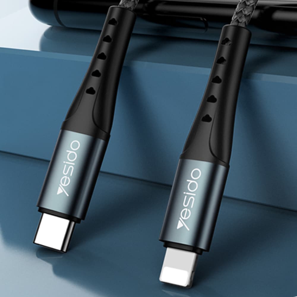 Yesido - podatkovni kabel (CA-64) - Type-C na Lightning, 18W, PD, 1,2 m - crni
