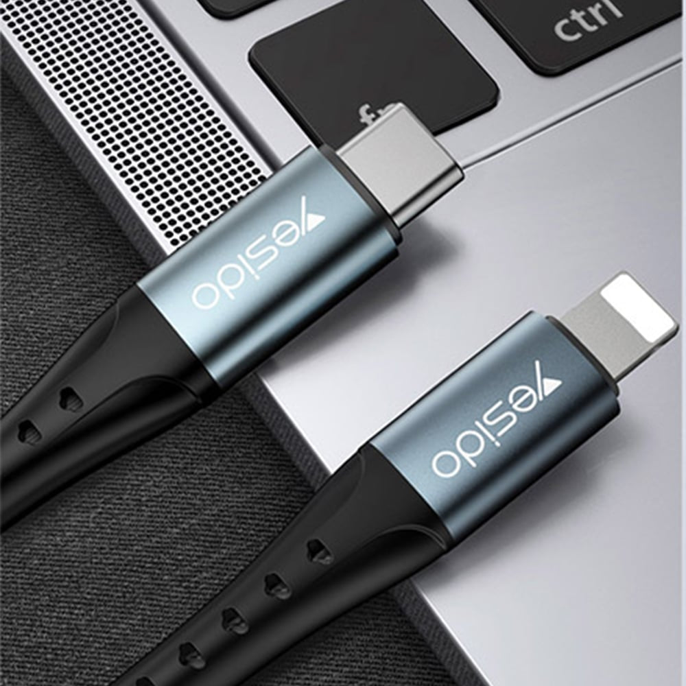 Yesido - podatkovni kabel (CA-64) - Type-C na Lightning, 18W, PD, 1,2 m - crni