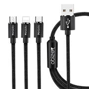 Yesido - Podatkovni kabel (CA-60) - 3u1 USB na Type-C-Lightning - Micro USB 60W 3A 1.2m - crni