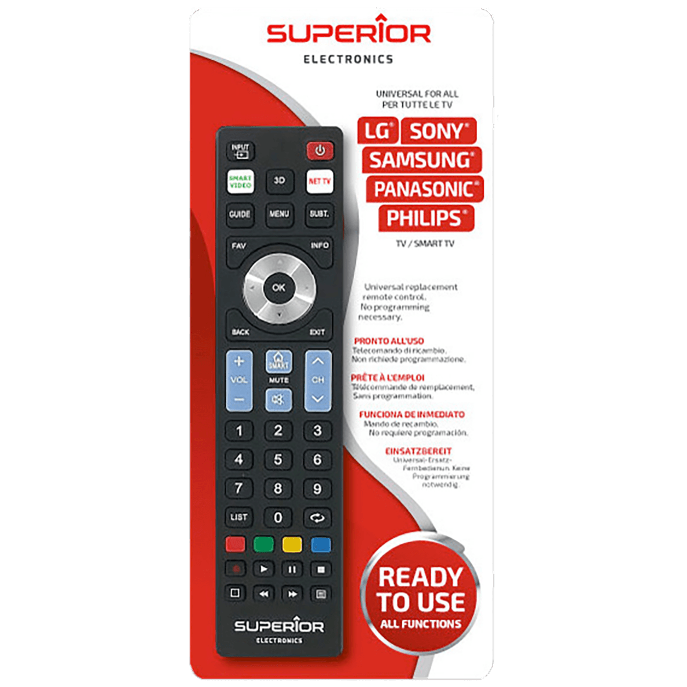 Superior Daljinski upravljač za LG/Sam./Sony/Phi./Pan.smart TV - RC Ready5