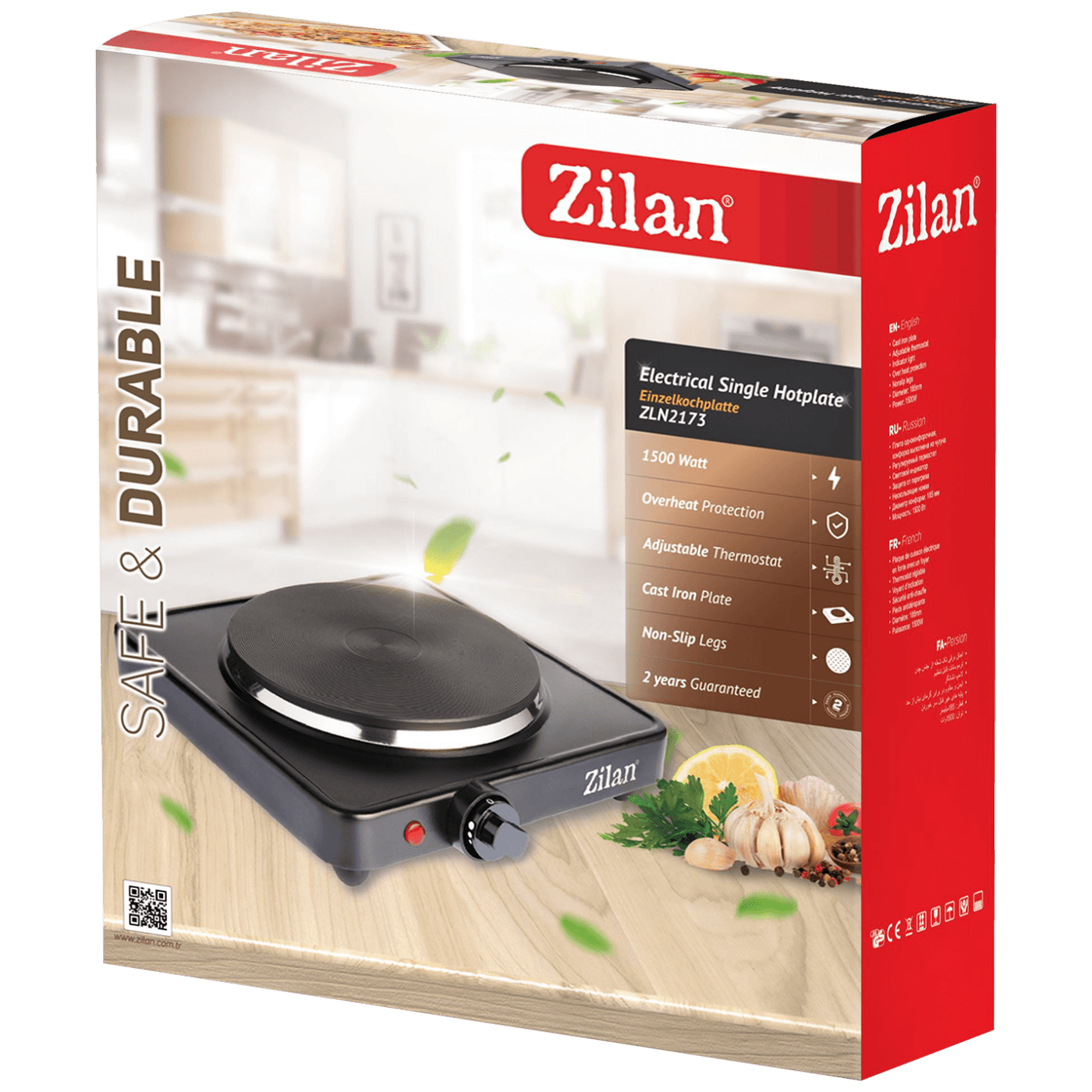 Zilan Električno kuhalo, 1 ploča - 18.5 cm, 1500 W, crna - ZLN2174