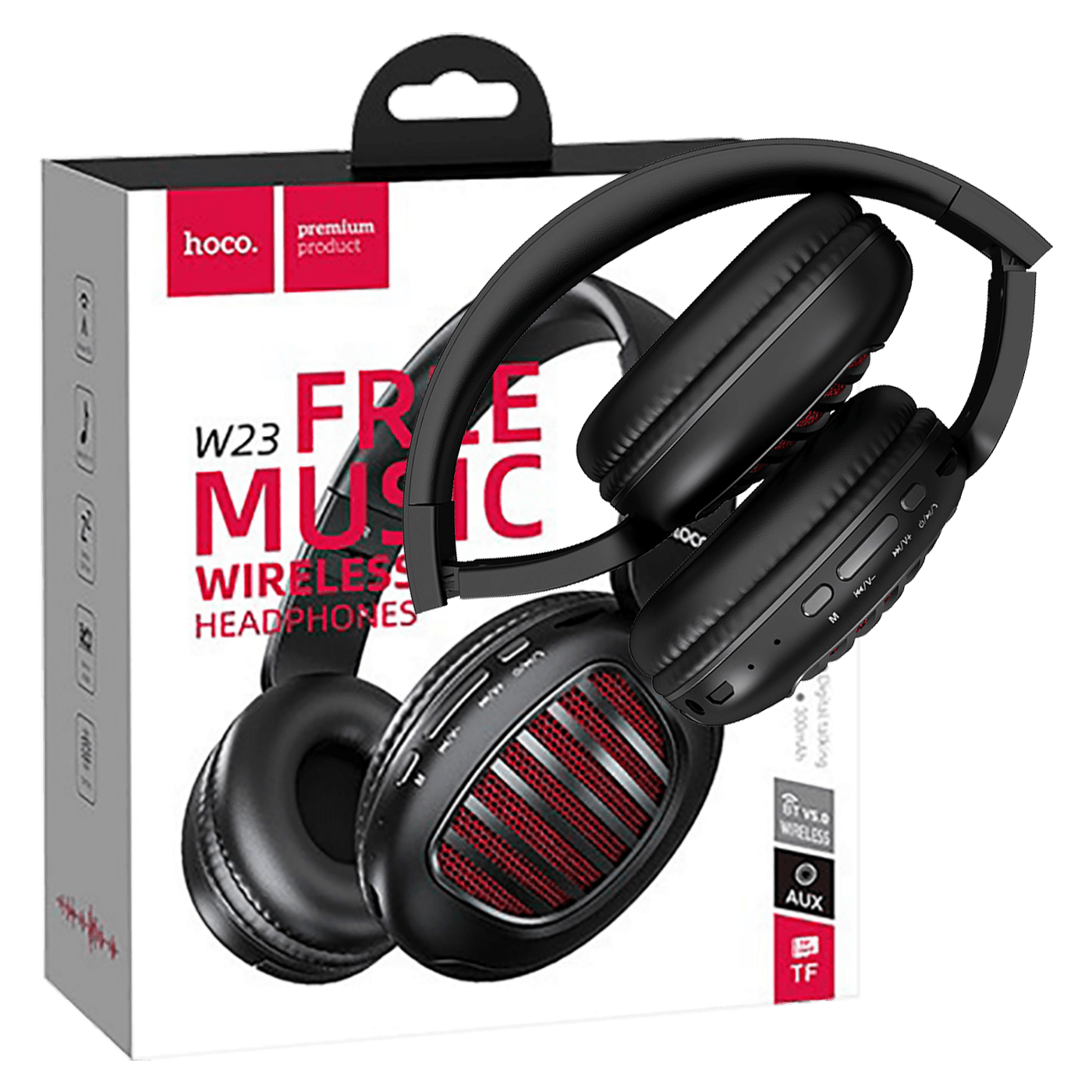 hoco. Slušalice bežične / žične, Bluetooth, mikrofon, 8h rada - W23 Brilliant Black