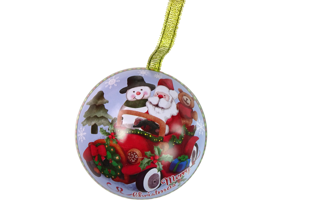 Metal Christmas Tree Decorative Metal Bomb Santa with Snowman Green