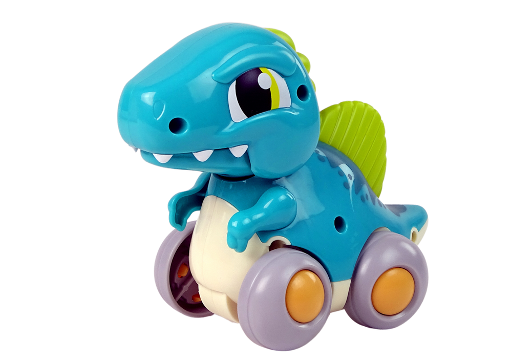 Plava figura dinosaura na kotačima
