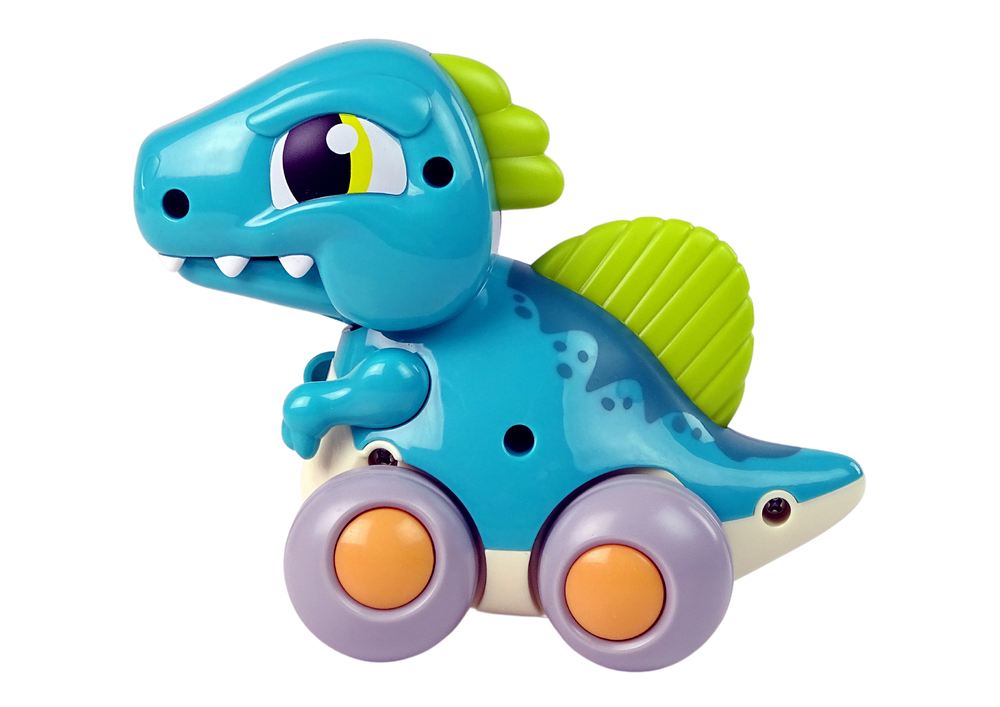 Plava figura dinosaura na kotačima