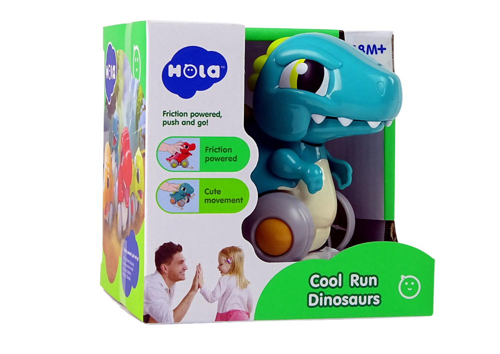 Plava figura dinosaura na kotačima