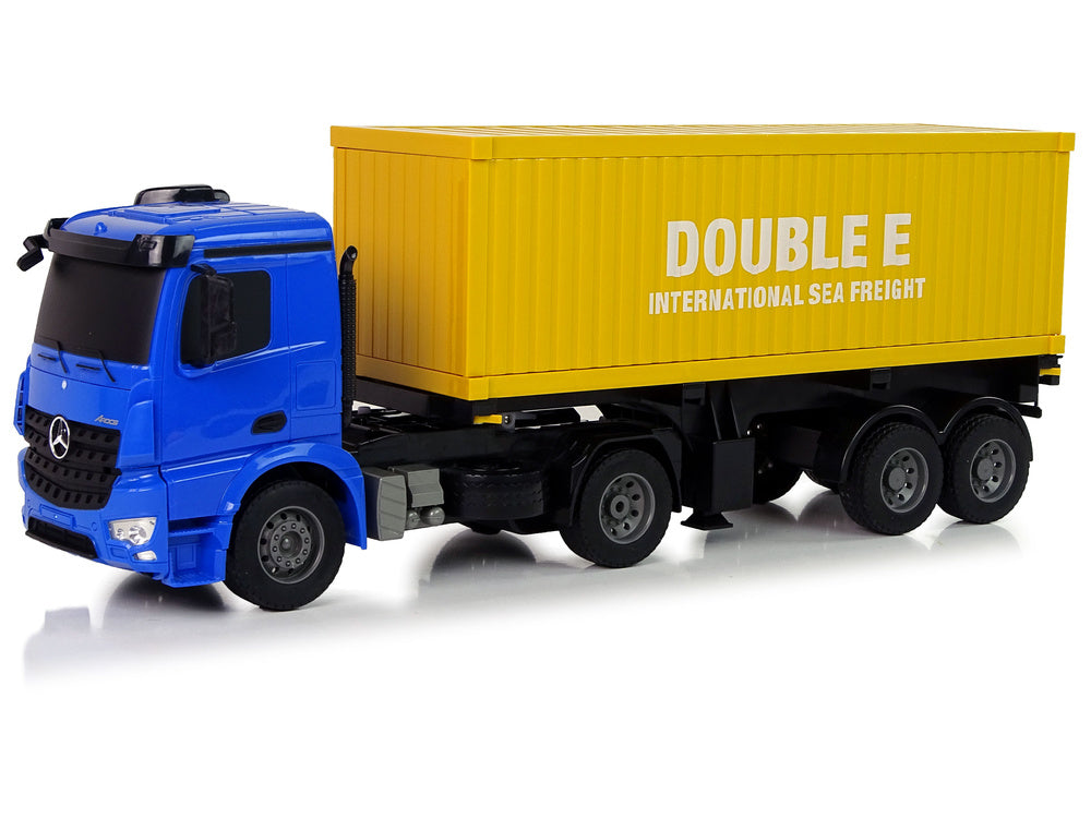 Licencirani kamion s kontejnerom na daljinsko upravljanje Mercedes Arocs 1:20- plavo/žuti - 58 cm