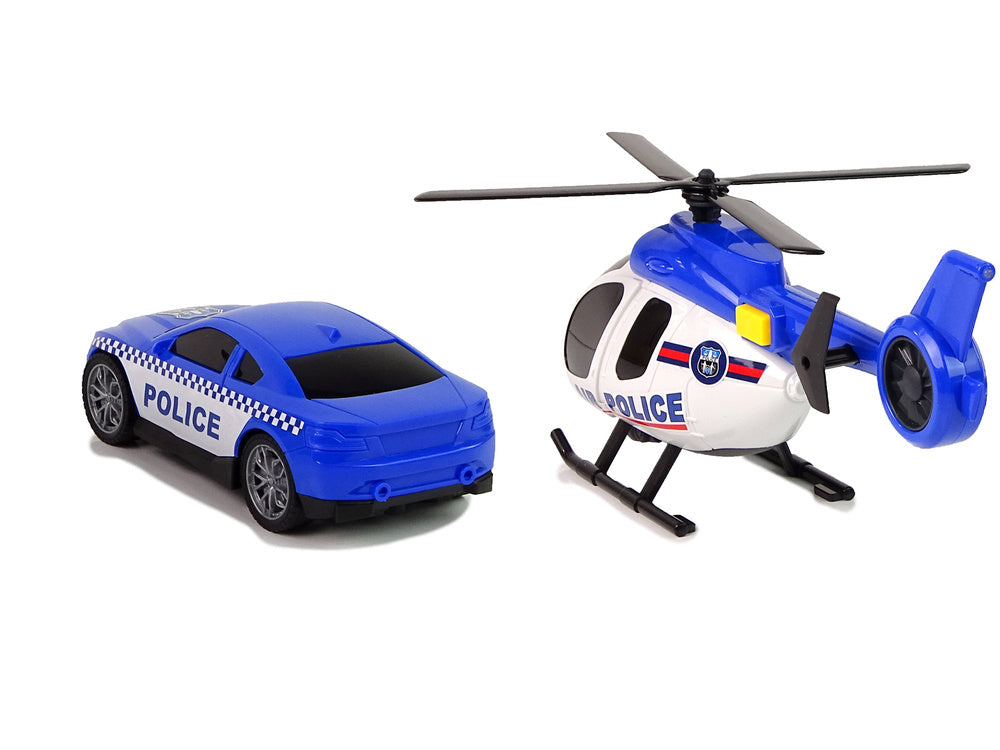 Kamion za transport policijskog automobila i helikoptera - plavi