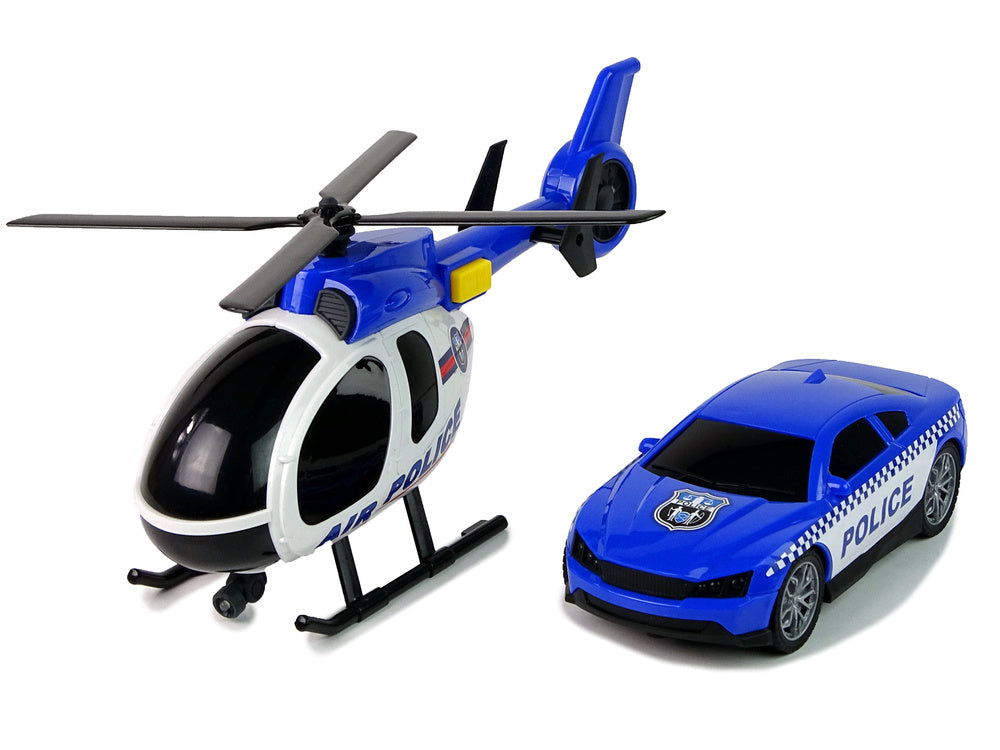 Kamion za transport policijskog automobila i helikoptera - plavi