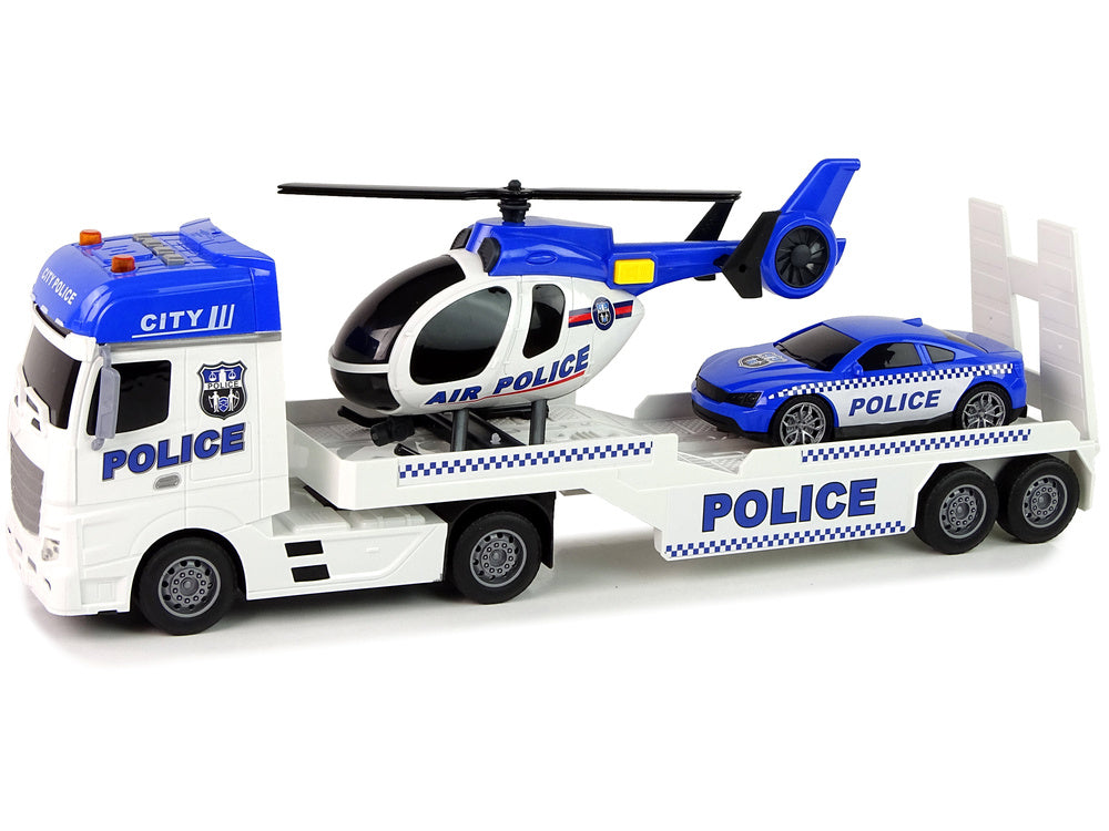 Kamion za transport policijskog automobila i helikoptera - plavi