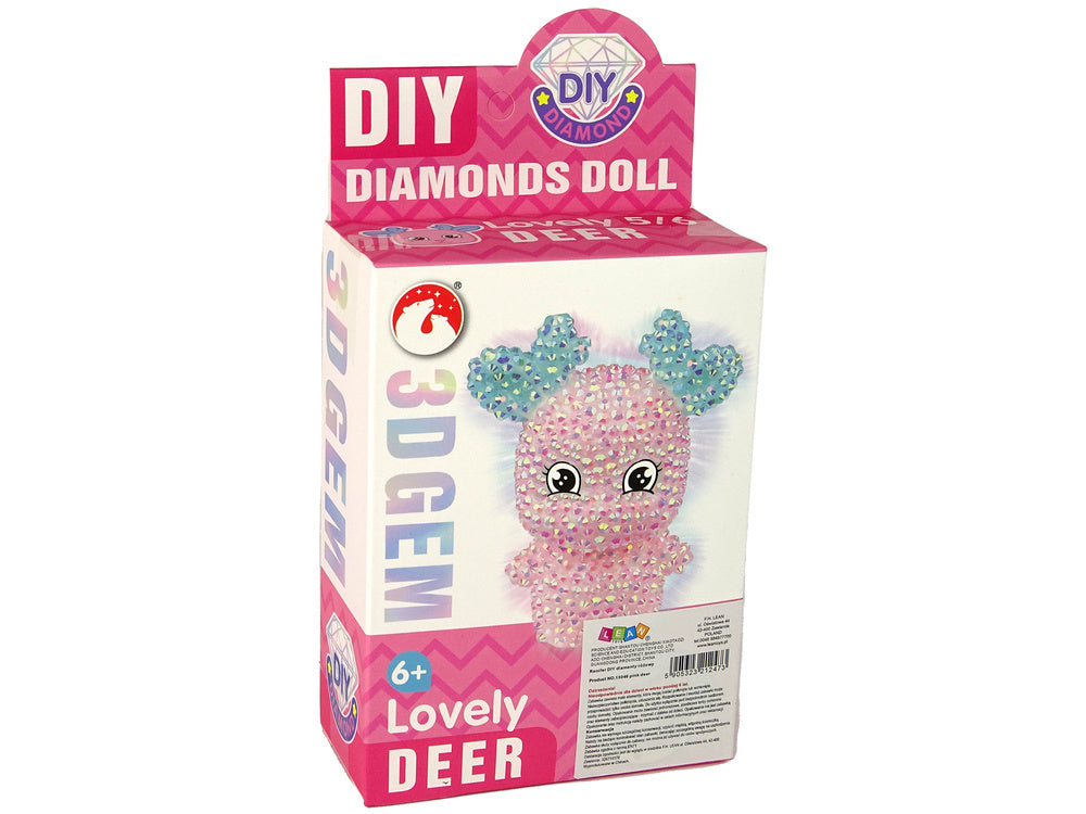 DIY Diamond Creative Kit  Pink Reindeer  Crystals Sequins 3D Keyring