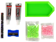 DIY Diamond Creative Kit  Green Reindeer Crystals Sequins 3D Keyring