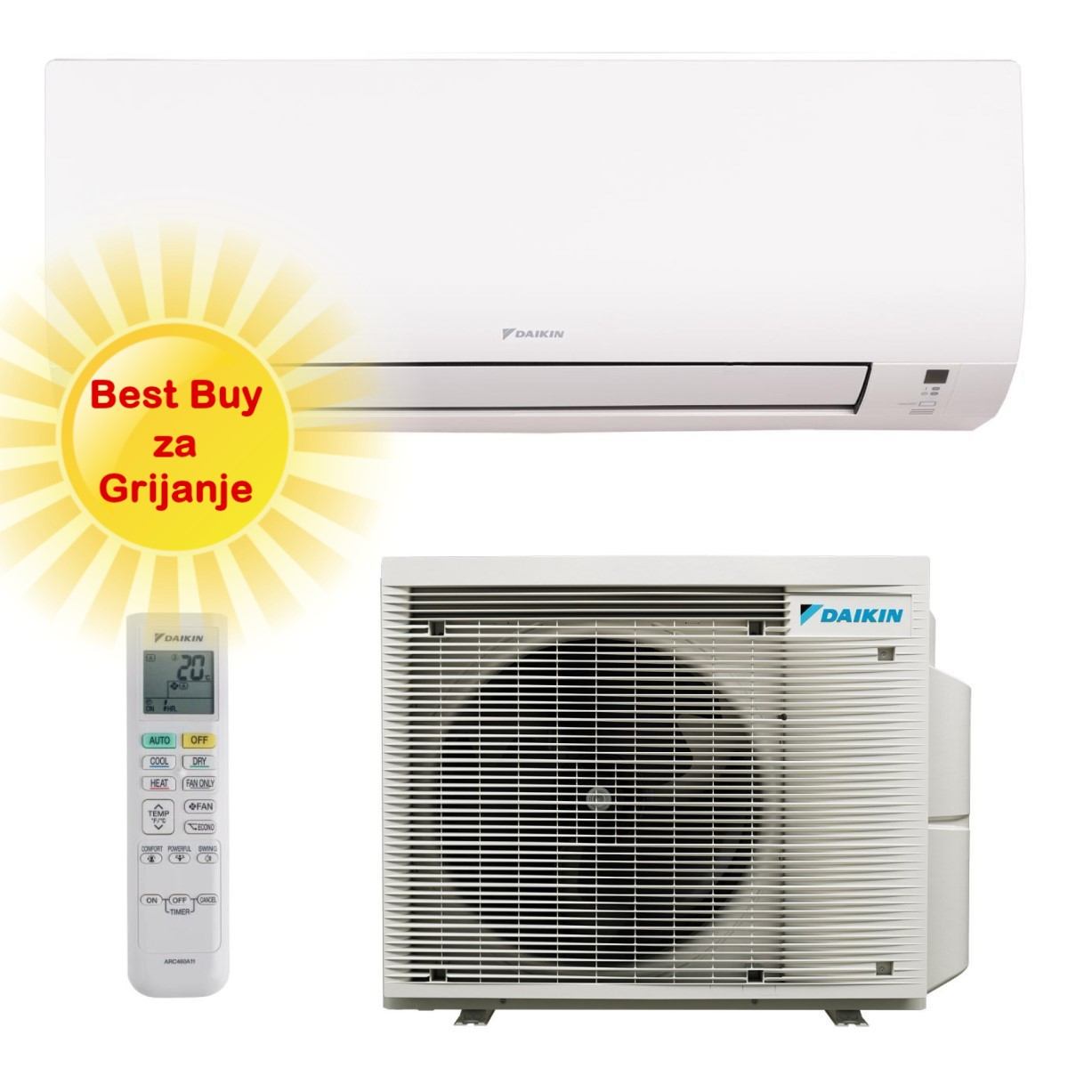DAIKIN KLIMA UREĐAJ 2 kW - FTXP20N/RXP20N - Comfora, za prostor do 20m2, A++ energetska klasa, R-32