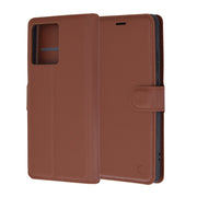 Techsuit Leather Folio preklopna maska za Motorola Edge 50 Pro – smeđa