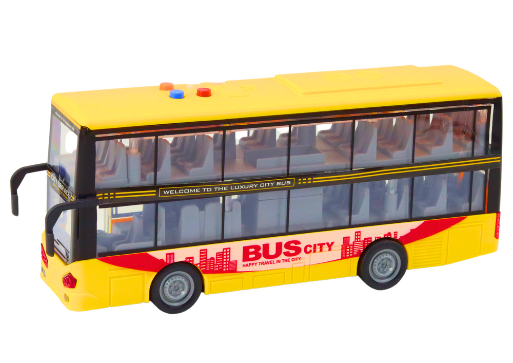 Dupli autobus za igru sa zvučnim i svjetlosnim efektima 1:16 - žutii