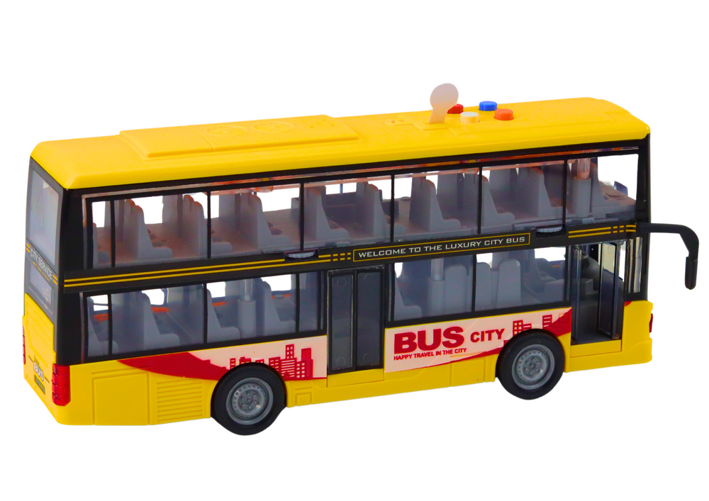 Dupli autobus za igru sa zvučnim i svjetlosnim efektima 1:16 - žutii