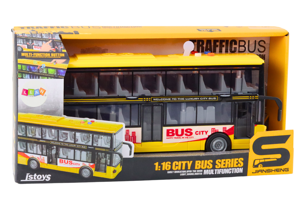 Dupli autobus za igru sa zvučnim i svjetlosnim efektima 1:16 - žutii