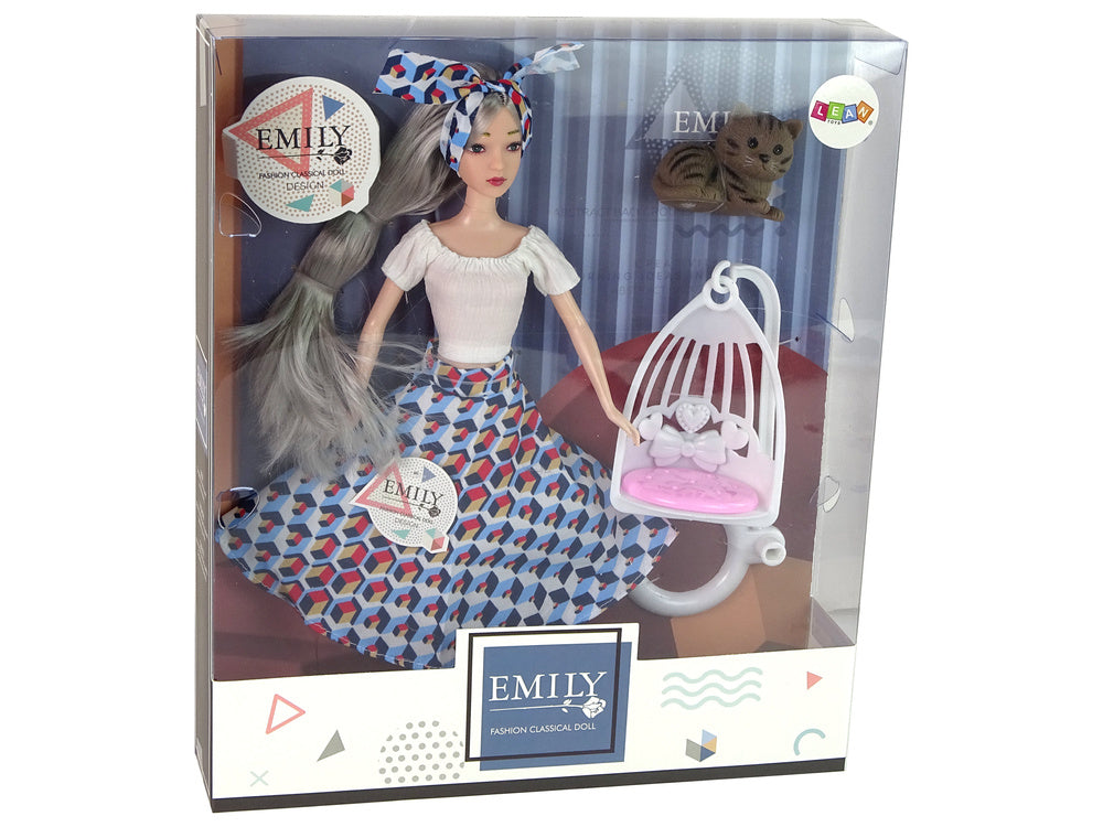 Lutka za igru Emily s plišanom mačkom u kavezu - 30 cm