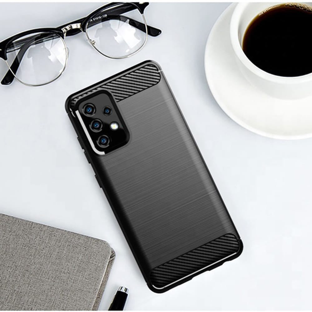 Techsuit - Carbon Silicone maska za Samsung Galaxy A52 4G / A52 5G / A52s 5G - crna