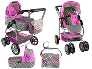 Kolica za lutke 2-in-1 Carrycot Stars - siva