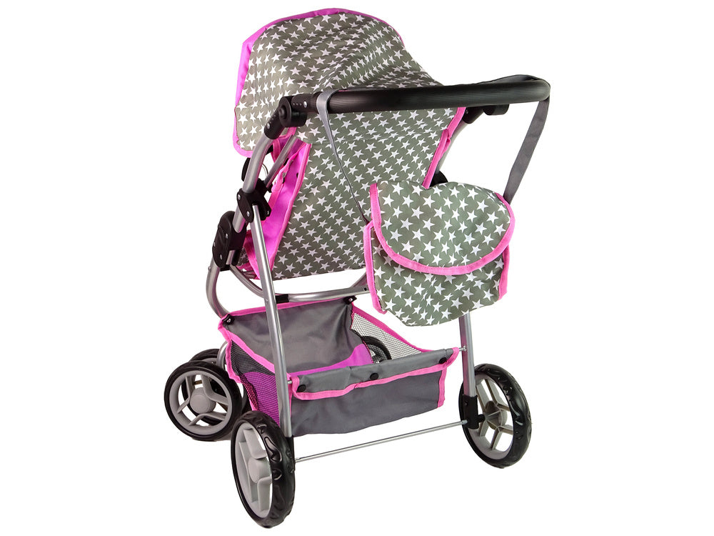 Kolica za lutke 2-in-1 Carrycot Stars - siva