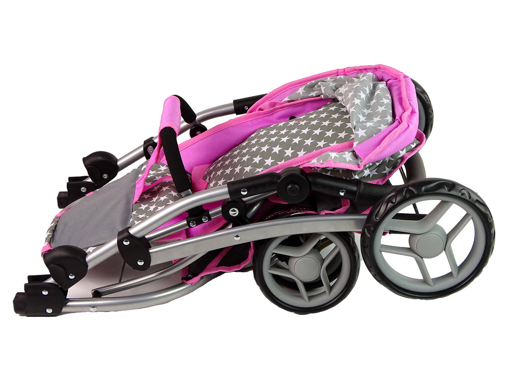 Kolica za lutke 2-in-1 Carrycot Stars - siva