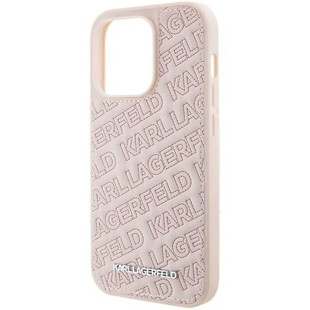 Originalna torbica KARL LAGERFELD Hardcase KLHCP15LPQKPMP za iPhone 15 Pro (prošiveni uzorak / roza)